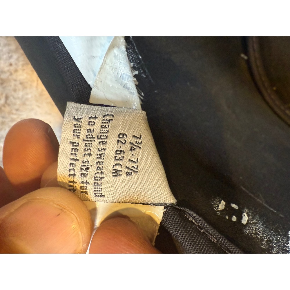 Mens Black Leather Wide Brim Western Flat Top Hat XXL Made in USA 7 3/4 7 7/8 - Picture 4 of 6